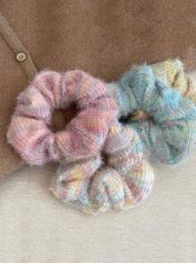 针织发圈 时尚冬季百搭可爱女孩彩色弹力彩虹色发饰 发圈、马尾辫、发绳、发圈、发绳头饰 - 彩色 - 查看 3