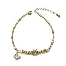 1pc Fashionable Cubic Zirconia Butterfly Decor Anklet Suitable For Women's Daily Wear - Gold - View 1