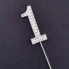 1入數字形狀合金鑲鑽蛋糕插件,適用於生日、婚禮主題裝飾 - 彩色 - 查看 21