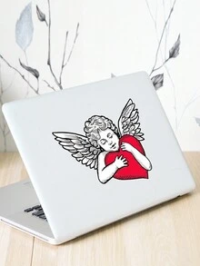 1 件浪漫手繪風格丘比特抱著心和睡覺貼紙 Pvc 筆記本和筆記型電腦外殼,適合 Diy,情人節禮物的好選擇