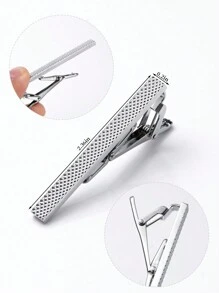 4pcs/Set Fashionable Men's Business Style Silver Patterned Tie Clip, Suitable For Work, Banquets, Performances And As A Gift - Silver - View 6