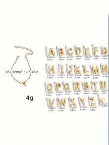 1條迷你愛心字母珠串薄鏈手鍊,簡約極簡手鏈珠寶 - T - 查看 3
