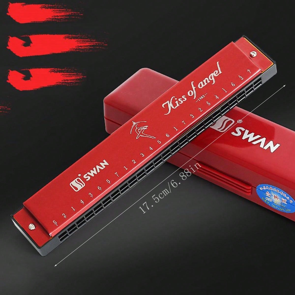1pc Swan Harmonica C Key 24 Holes DoubleSided Mouth Organ For Beginner
