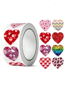 1捲500入組情人節禮物,婚禮,商業裝飾用的心形貼紙 - 彩色 - 查看 4