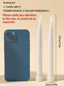 2pcs White Plastic Led Electronic Candle Light, Smokeless Realistic Candle Light For Festival, Party, Wedding Decoration - Yellow - View 5