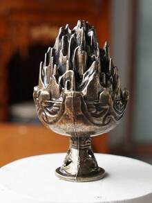 HSEAN 1 件復古銅錐形茶道香爐,帶塔香座,沉香和檀香,適合書房/客廳/辦公桌裝飾 - 銅色 - 查看 8