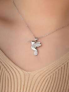 Christmas Gift 925 Silver Lovely Sparkling Star & Bird Charm Necklace For Charming Women Wedding Party Birthday Jewelry - Silver - View 7