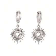 1 Pair Stainless Steel Hoop Earring For Women Evil Eye Geometry Water Drop Eye Heart Charm Earring Jewelry Best Friend Gifts Valentines,Mom,Mother,Mother's Day,Gift - Earrings - View 10