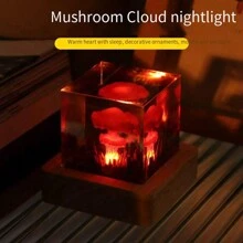 Mushroom Cloud Nuclear Explosion Lamp,Atomic Bomb Model Atmosphere Lamp Decoration Creative Gifts - Red - View 1