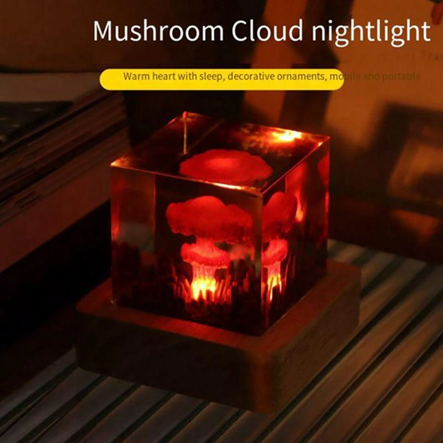 Mushroom Cloud Nuclear Explosion Lamp,Atomic Bomb Model Atmosphere Lamp Decoration Creative Gifts - Red - View 1