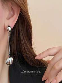 1pc Skc Brand European And American Style Gold Metallic Long Tassel Fringe Fashion Dangle Earrings For Women - Silver - View 3