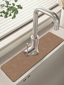 1 件矽藻泥水龍頭吸墊,浴室水龍頭防濺墊,防潮防滑水龍頭墊,乾燥墊適用於浴室檯面,廚房和浴室櫃檯配件 - 駝色 - 查看 3