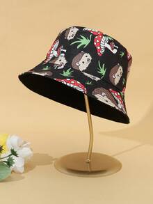 1pc Fashion Printed Unisex Reversible Outdoor Sun Hat, Windproof For Mountaineering, Fishing And Leisure - Multicolor - View 3