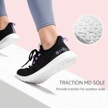 STQ Tennis Shoes Womens Slip On Walking Sneakers With Arch Support - BLACKPURPLE - View 3