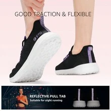 STQ Tennis Shoes Womens Slip On Walking Sneakers With Arch Support - BLACKPURPLE - View 4