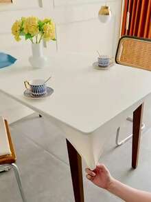 1 Miếng Coverage hoàn toàn Khăn trải bàn Rửa Không thấm nước Chống dầu Chống lại Bàn Vải Học sinh Bàn Che phủ - Màu be - Xem 5