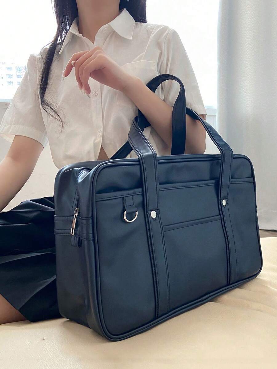 大容量工作旅行手提包,適合女大學生、初學者、白領,非常適合辦公室、工作、商務、通勤 - 黑色 - 查看 1