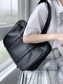 大容量工作旅行手提包,適合女大學生、初學者、白領,非常適合辦公室、工作、商務、通勤 - 黑色 - 查看 3