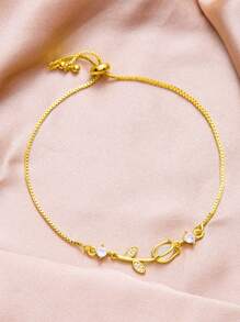 1pc All-Match French Tulip & Cat's Eye Stone Adjustable Bracelet - tulip - View 6