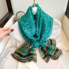 1 Miếng Mềm mại & Thoải mái Giống như lụa Chiffon In Dài Khăn quàng cổ Đối với phụ nữ Thích hợp Đối với Lễ hội , Hằng ngày , Làm Việc  , Đêm Thời gian Ngày tháng , Du lịch , - màu xanh lá - Xem 4