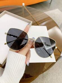 1 件女士金属框架时尚装饰时尚眼镜，夏季配饰 - 彩色 - 查看 6