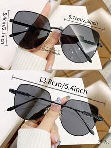 1 件女士金属框架时尚装饰时尚眼镜，夏季配饰 - 彩色 - 查看 7