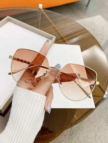 1 件女士金属框架时尚装饰时尚眼镜，夏季配饰 - 彩色 - 查看 4