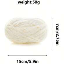 1pc Chunky Yarn 50g Soft Warmth And Comfortable Diy Knitting Material For Doll Clothes, Shoes, Gift - Beige - View 2