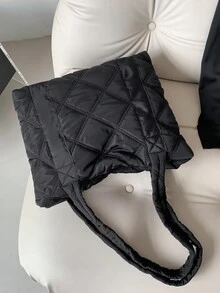 时尚钻石造型单肩包，容量大，通勤百搭 - 黑色 - 查看 4