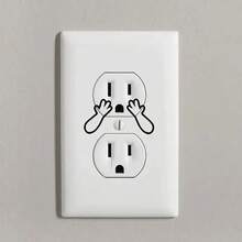 6對/組創意手臂手套貼紙,自粘無痕插座貼紙,有趣的乙烯基貼紙可愛的牆藝,手套貼紙,家庭裝飾 - 黑色 - 查看 6