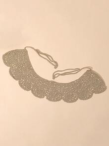 1pc Women's Hollow Out Ruffle Faux Collar, Fashionable And Versatile, Suitable For Daily Shirt Matching - Khaki - View 3