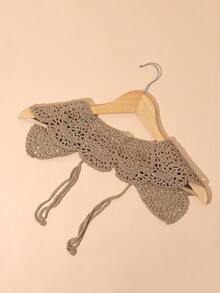 1pc Women's Hollow Out Ruffle Faux Collar, Fashionable And Versatile, Suitable For Daily Shirt Matching - Khaki - View 2