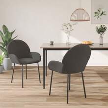 Dining Chairs 2 Pcs Dark Grey Velvet - Brown - View 2