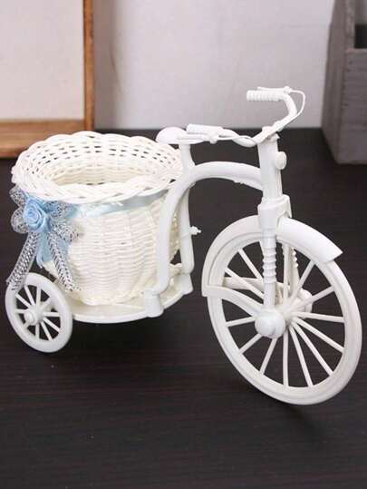 1pc Tricycle Plant Stand - Tricycle Flower Basket Decoration For Wedding Party Woven Craft Decoration Birthday