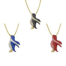 1pc Cute Multicolor Rhinestone Shiny Penguin Fashion Luxury Creative Crystal Necklace For Women Girl Cute Children Cartoon Animal Jewelry - Penguin - View 1