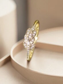 1只精美華麗的小麥穗設計白色立方氧化鋯戒指,情人節給女人的完美禮物 - 麥穗 - 查看 2