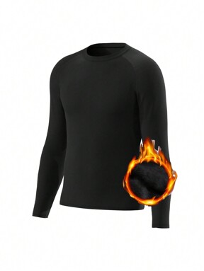 Estilo de novio Camisetas casuales y deportivas de hombre de cuello redondo, cómodas, cálidas y ajustadas para otoño e invierno, ropa de gimnasia, camiseta básica de estilo de novio