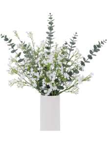 25入組嬰兒氣息人造尤加利葉花束石竹花人造花和仿真綠葉裝飾物,適用於家居裝飾 - 彩色 - 查看 2