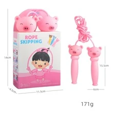 1pc Cartoon Animal Jump Rope, Anti-Slip Skidding Pattern, Outdoor Sports Toy For Jumping And Skipping - Pink - View 2