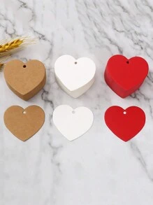 100 tấm thiệp giấy Kraft hình trái tim, thẻ gói quà để trang trí tiệc, Giáng sinh, ngày lễ tình nhân - Màu Khaki - Xem 5