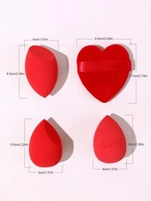 baopinger 8件套化妆粉扑化妆海绵适用于脸部混合乳液亲水材质遇水变大干湿不粘粉超柔软粉扑爱心粉扑定妆粉扑情人节礼物红色化妆工具首创多功能化妆工具 - 紅色 - 查看 6