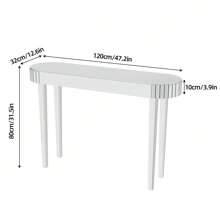 UNHO Mirrored Console Table, Oval Entryway Table, Modern Glass Hallway Table For Living Room, Silver 120*32*80 Cm - Silver - View 2
