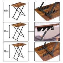 HOOBRO Folding Side Table, Extra Large Sofa Table, Adjustable Height Folding Tables, 60 X 40 X 60 Cm, Industrial Style TV Tray, Tray Table, Snack Table, Easy To Assemble, Dark Brown - Brown - View 6