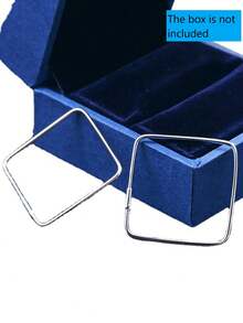 1pair S925 Silver Triangle & Square Shaped Elegant Earrings, Suitable For Daily Wear And As Gifts For Girlfriend, Friends And Elders - Small Square - View 10