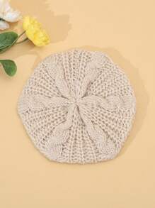 1pc Spring New Fashion Solid Color Breathable Casual Knitted Hat - Apricot - View 2