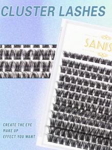 Sanishi Lashes 天然睫毛延长套装：144 件睫毛延长套装，8-16 毫米单根假睫毛，含胶水、睫毛镊子，适用于 DIY 睫毛延长，在家即可使用 睫毛簇套装、睫毛、睫毛、假睫毛 - 黑色 - 查看 5