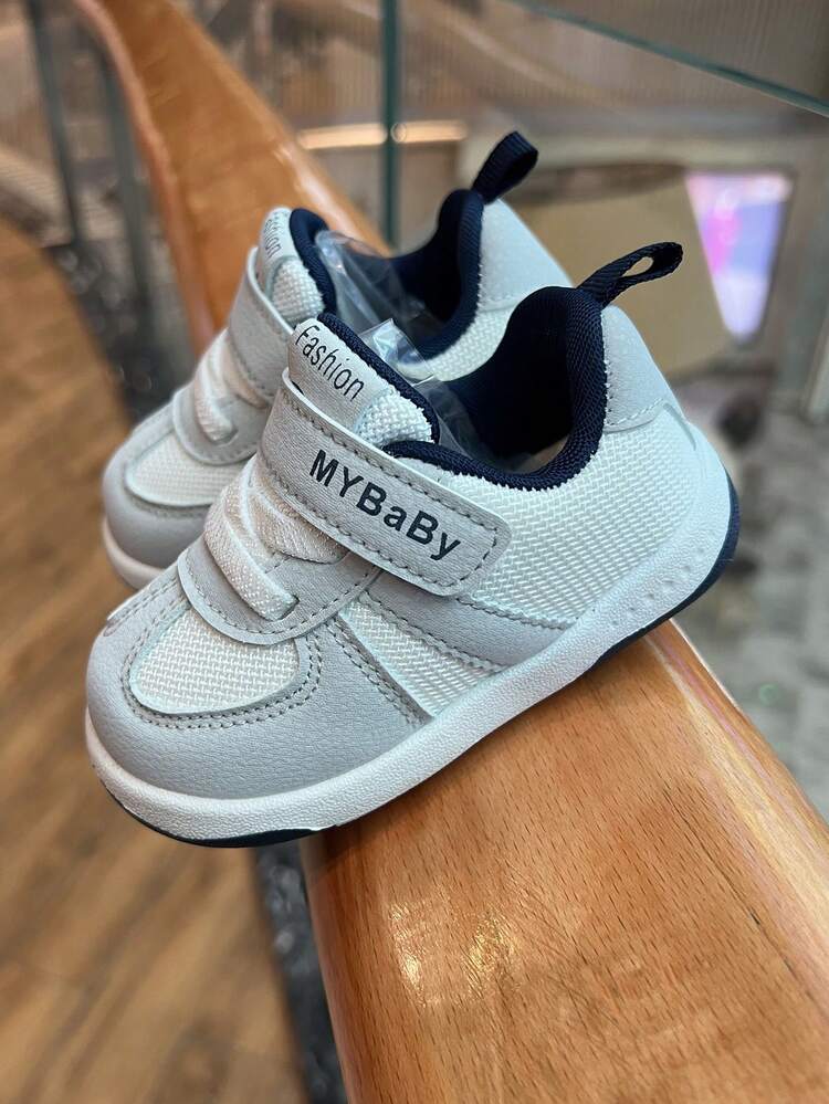 1pair Infant Boys' Fashionable Breathable Mesh Outdoor Casual Sneakers, Non-Slip Soft Sole Baby Shoes, Suitable For All Seasons - Grey - View 5