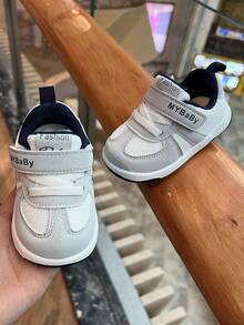 1pair Infant Boys' Fashionable Breathable Mesh Outdoor Casual Sneakers, Non-Slip Soft Sole Baby Shoes, Suitable For All Seasons - Grey - View 2
