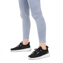 STQ Tennis Shoes Womens Slip On Walking Sneakers With Arch Support - BLACKPURPLE - View 2