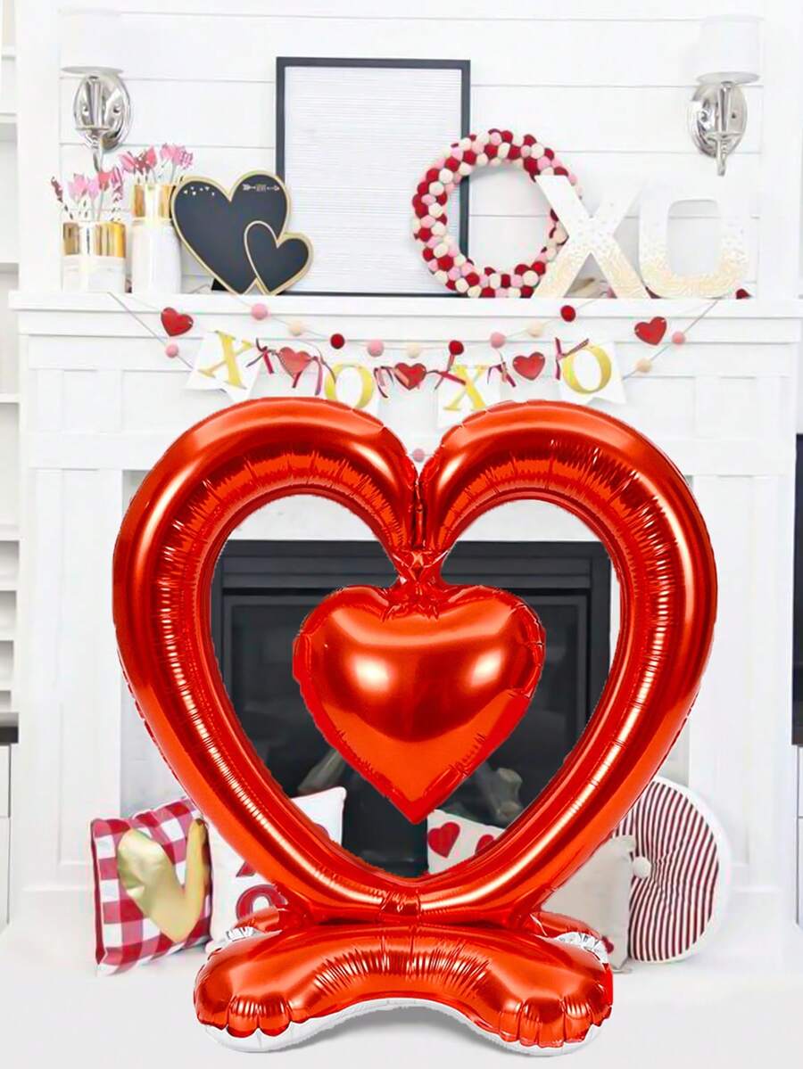 1入組情人節心形鋁箔氣球,適用於情人節派對裝飾、結婚週年紀念、生日派對裝飾 - 紅色 - 查看 1